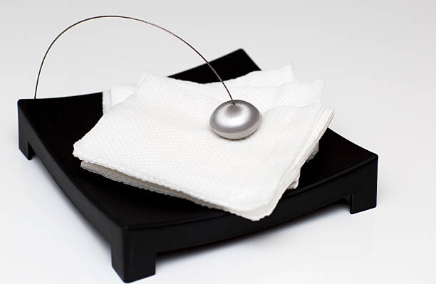 Napkin Holder with paper napkins.