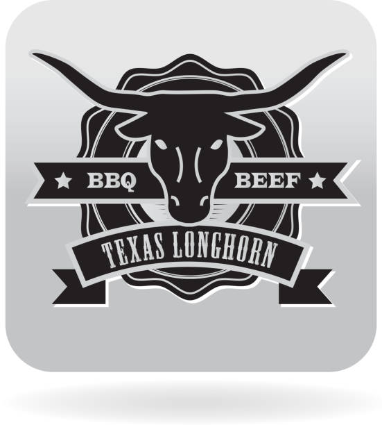 Royalty free Texas Longhorn beef barbecue icon in gray Texas Longhorn beef barbecue icon in gray. On a white background, See my portfolio for similars. texas-bbq stock illustrations
