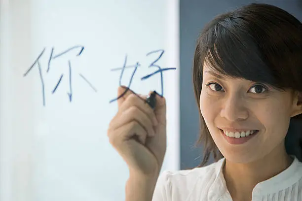 Photo of Woman writing hello in chinese