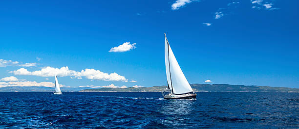 istock Panorama of sailing regatta. Luxury yachts. 537534325