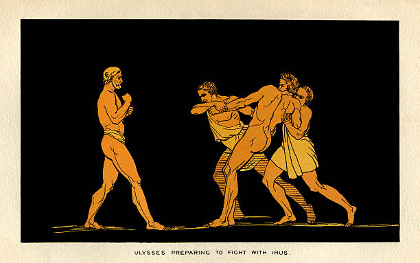 Ulysses preparing to fight with Irus Ulysses preparing to fight with Irus. From “Stories From Homer” by the Rev. Alfred J. Church, M.A.; illustrations from designs by John Flaxman. Published by Seeley, Jackson & Halliday, London, 1878. ulysses stock illustrations