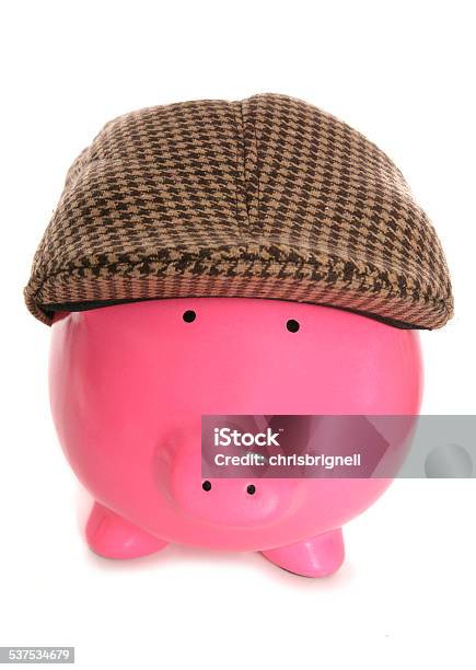 Piggy Bank Wearing Flat Cap Stock Photo - Download Image Now - Cap - Hat, Retirement, 2015