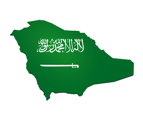 Saudi Arabia Map isolated on white background. 3D render