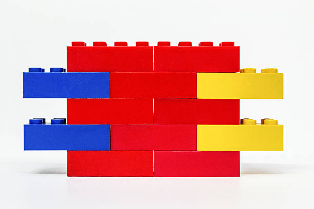 istock Wall made with colorful building blocks isolated on white 537535469