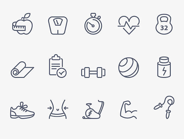 фитнес icons - похудение stock illustrations