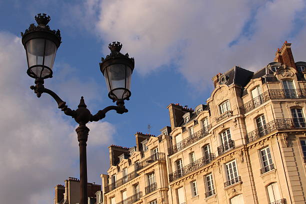 istock View of typical building and lantern in Paris 537536127