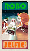 istock Robot selfie and mars or outerspace scene poster 537536793