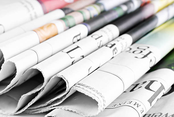 istock Heap of old newspapers, selective focus 537537679
