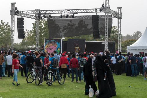 Doha, Qatar - February 10, 2015: Speed painting by Jean Francois, on National sports day on 10.2.2015, MIA Park, Doha, Qatar