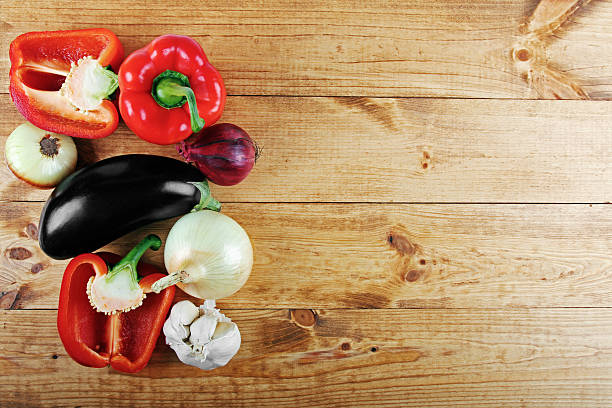 istock fresh vegetables on wooden table from above 537538597