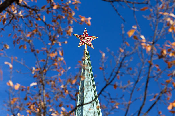 istock Red Star of the Moscow Kremlin under the tree 537538959