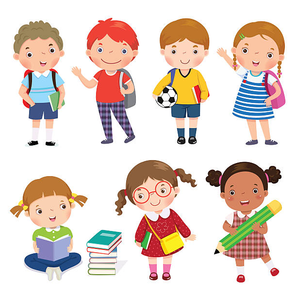 Back to school. Set of school kids in education concept. Back to school. Set of school kids in education concept. kids reading clipart stock illustrations