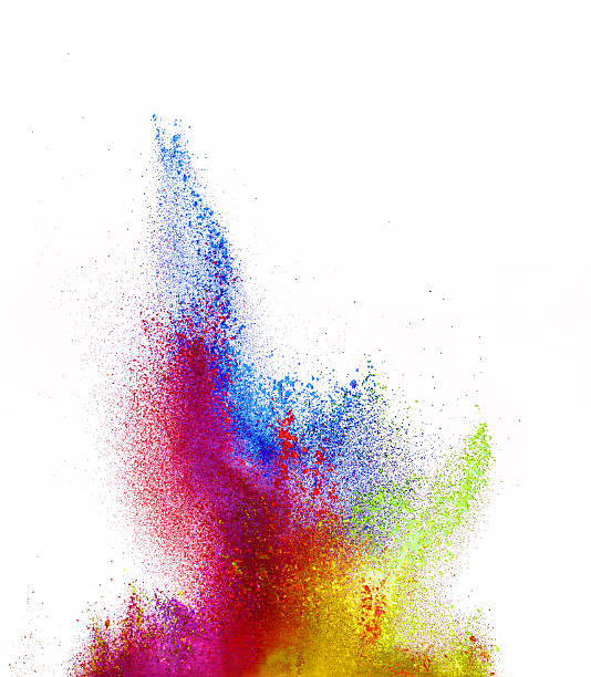 istock Explosion of colored powder on white background 537539984