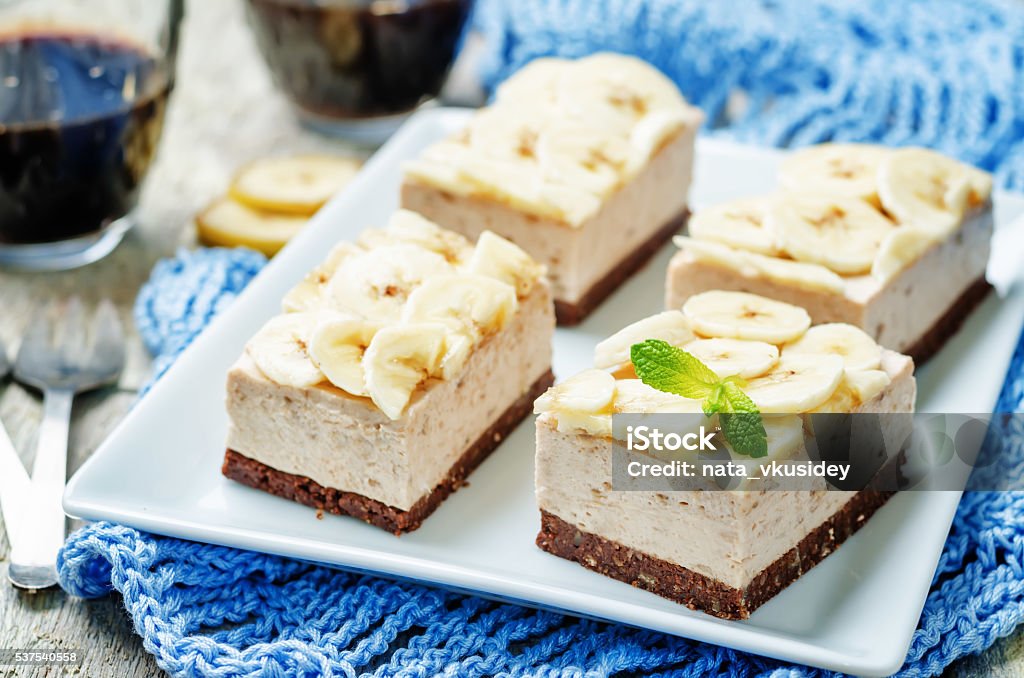 chocolate banana mousse cake chocolate banana mousse cake. toning. selective focus Banana Stock Photo