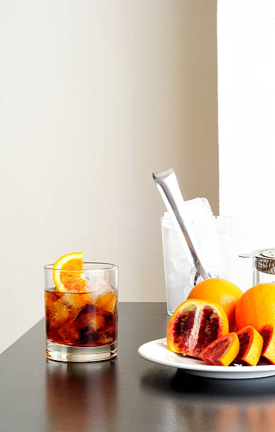 cocktail Negroni, vertical frame stock photo