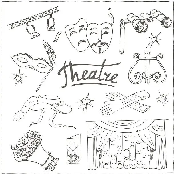 Vector illustration of Hand drawn doodle Theater set