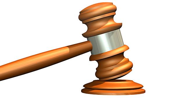 istock Judge gavel of wood - white on background separated 537546018
