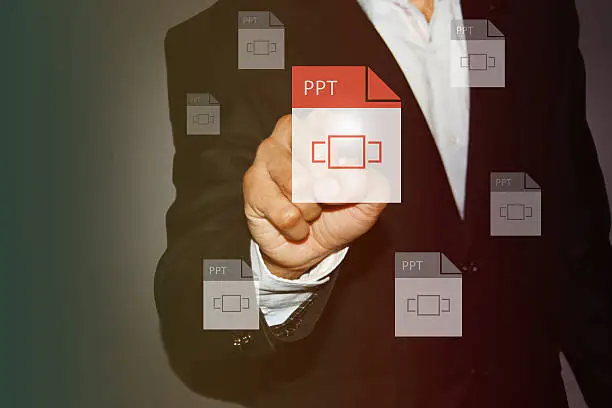 Photo of Businessman Touch the screen for select presentation