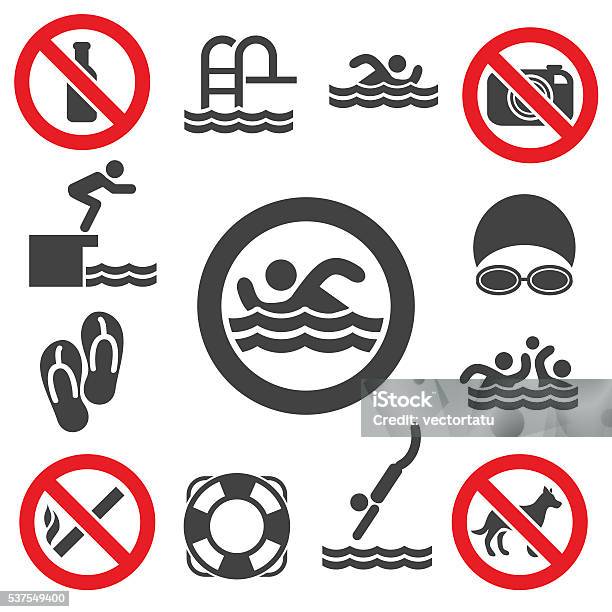 Swimming Vector Icons Stock Illustration - Download Image Now - Icon Symbol, Swimming Pool, Swimming