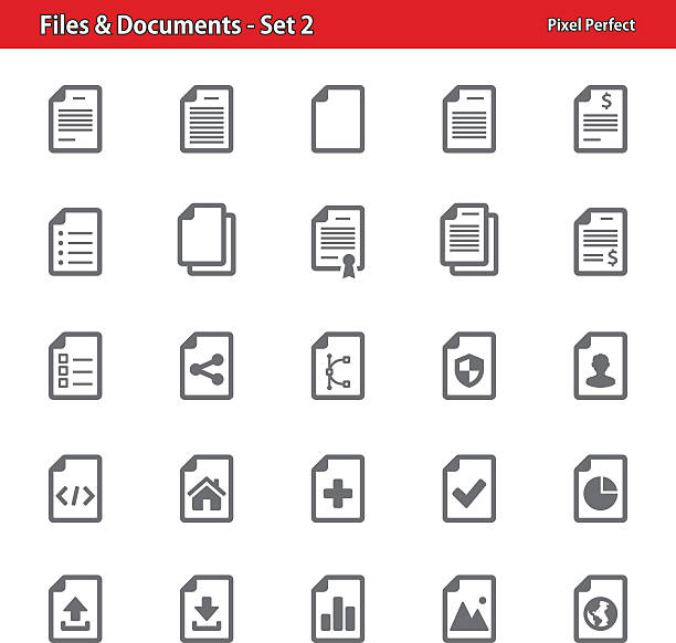 dateien mit dokumenten & -set 2 - plus zeichen grafiken stock-grafiken, -clipart, -cartoons und -symbole