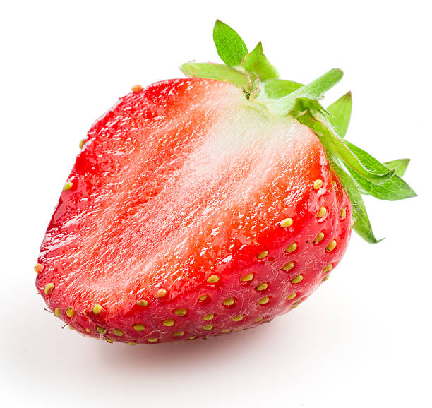istock Strawberry. Half of a berry isolated on white background 537550367