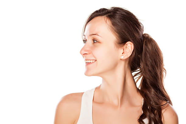 istock Profile of a smiling young woman without make-up 537550479