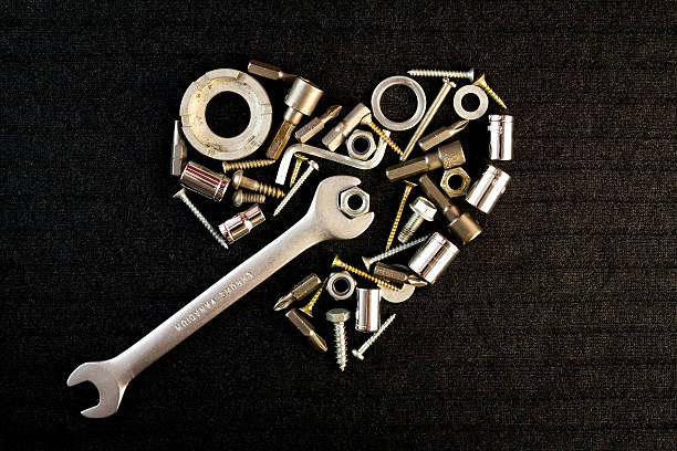 istock heart of the tools and screw nuts 537551495