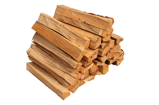 stack of firewood isolated on white background