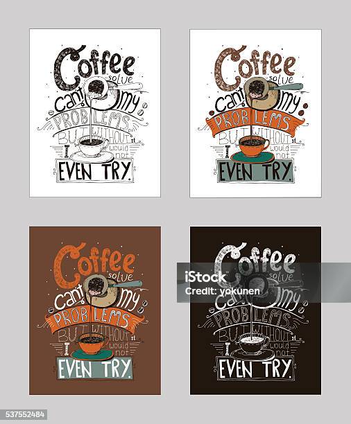 Hand Drawn Lettering About Love To Coffee In Cezve Stock Illustration - Download Image Now