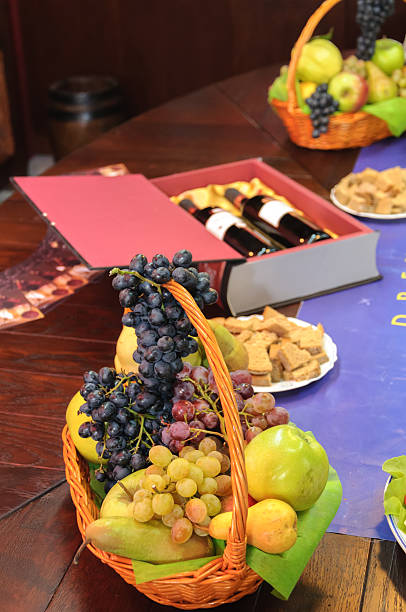 istock Red wine and  basket with fruits 537552747