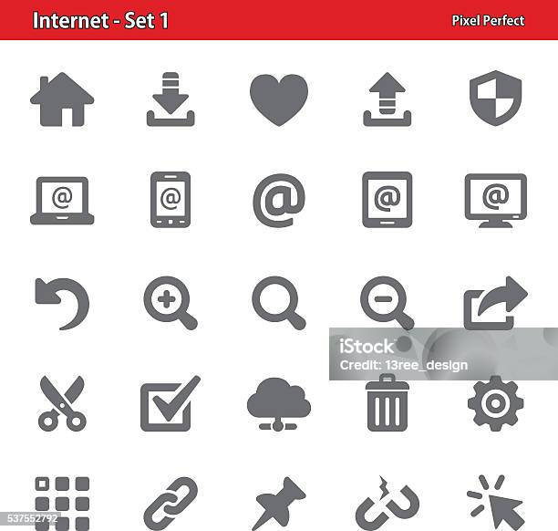 Internet Icons Set 1 Stock Illustration - Download Image Now - Sharing, Choosing, Downloading