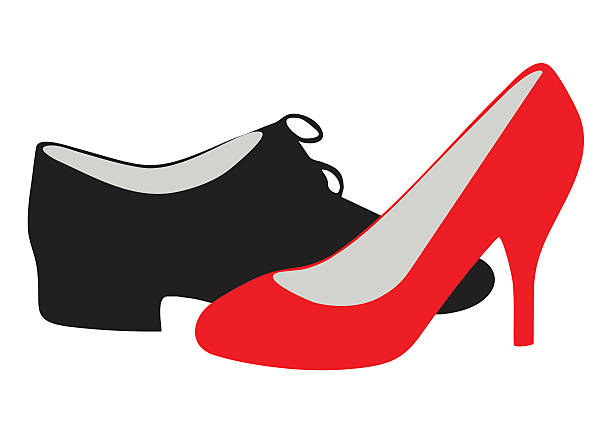 ilustrações, clipart, desenhos animados e ícones de calçados - women dancing contemporary red