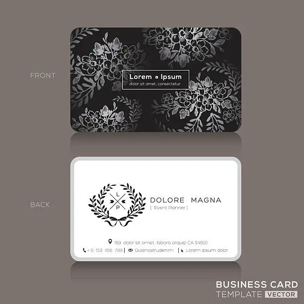 Vector illustration of Floral Vintage Business cards Design