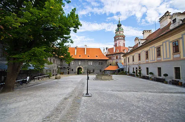 Little square on the castle in Cesky Krumlov, Czech Republic