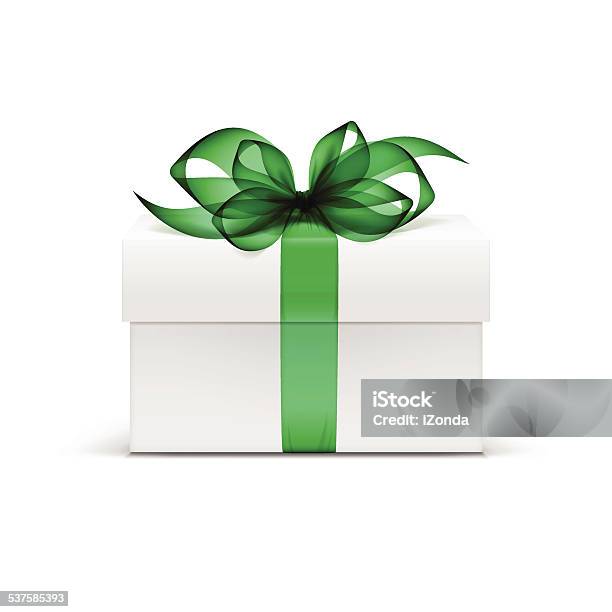 Color Boxand Bow White Box With Ribbon And Bow Isolated On Background Stock Illustration ...