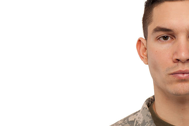 istock Half face of soldier 537586269