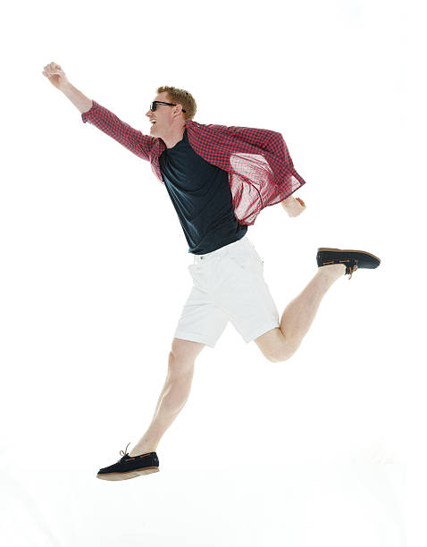 istock Man jumping with fist out stretch 537587163