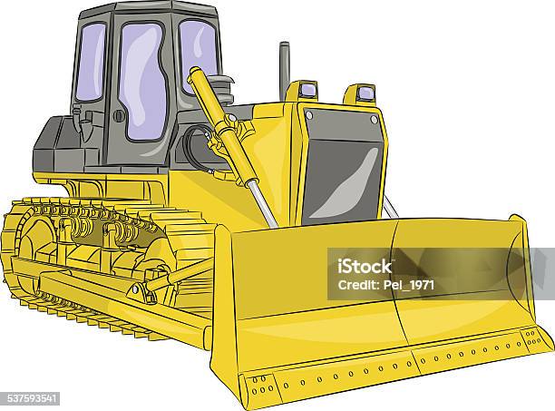 Vector Bulldozer Stock Illustration - Download Image Now - 2015, Backhoe, Bulldozer