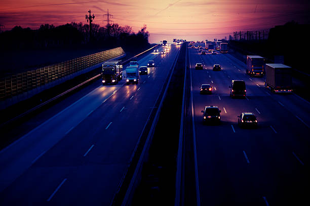 istock Autobahn - view from a bridge at dusk 537595023