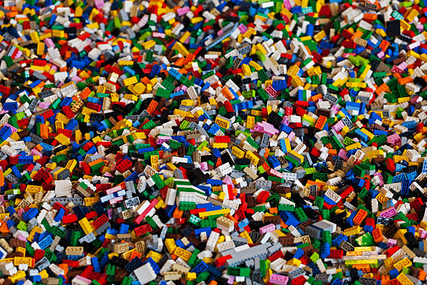 더미 의 색상화 레고 브릭. 스톡 사진