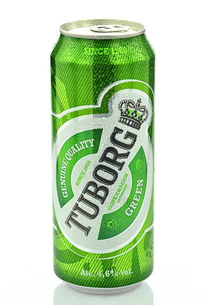 Tuborg Beer Isolated On White Stock Photo - Download Image Now