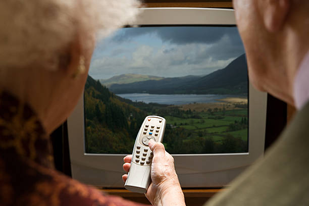 istock Senior couple watching television 537600039