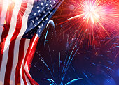 Us Celebration - Usa Flag With Fireworks