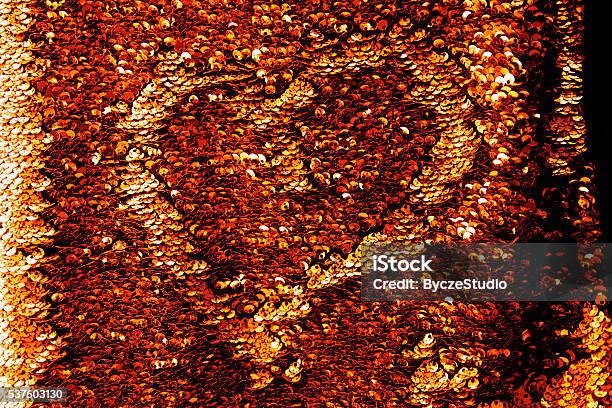 Heart Sequins Red Textile Fabric Pattern Glitter Shimmering Glamour Background Stock Photo - Download Image Now