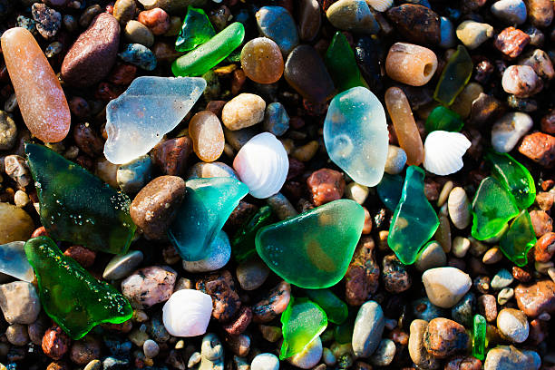 istock Glass beach. Natural texture with polished sea glass 537603288