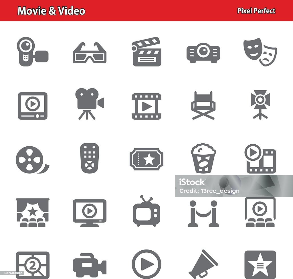 Movie & Video Icons Professional, pixel perfect icons depicting various movie and video concepts. Stage Theater stock vector