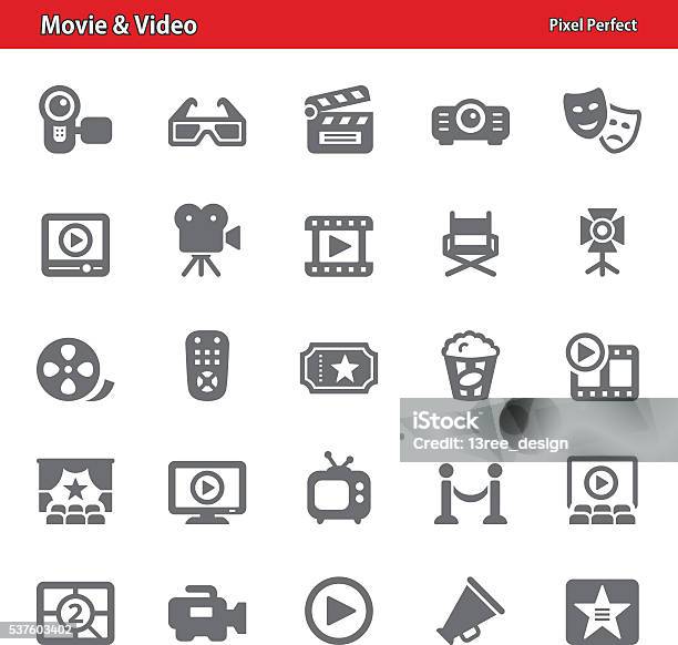 Movie Video Icons Stock Illustration - Download Image Now - Stage Theater, Theatrical Performance, Movie Theater