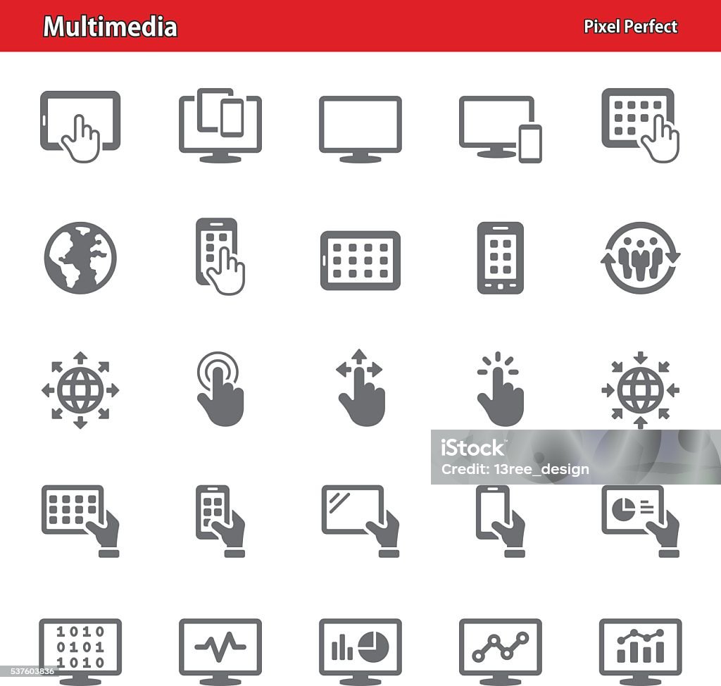 Multimedia Icons Professional, pixel perfect icons depicting various multimedia and technology concepts. Digital Tablet stock vector