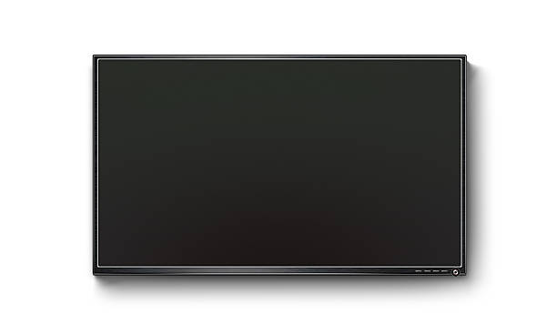nero tv a schermo piatto al plasma mock up sulla parete - monitor a schermo piatto foto e immagini stock