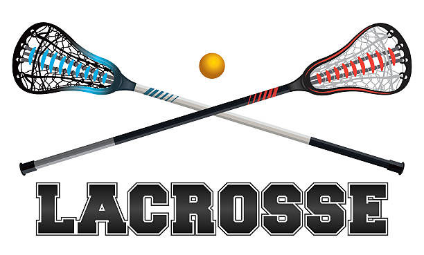 Lacrosse Design Illustration The word lacrosse with crossed sticks and ball. Vector EPS 10 available. cross match stock illustrations